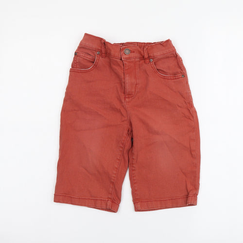 TU Boys Red Cotton Bermuda Shorts Size 8 Years Regular Zip