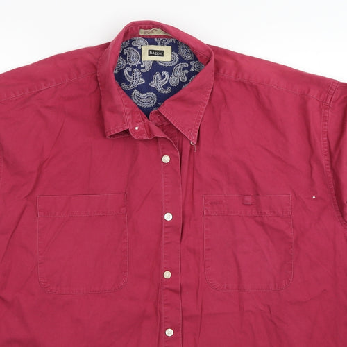 Hagger Mens Red Cotton Button-Up Size XL Collared Button