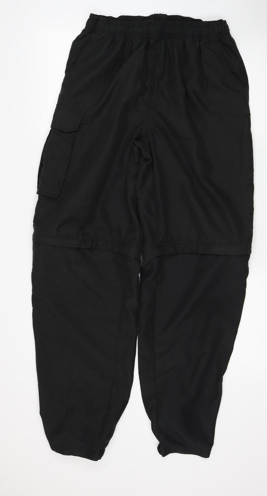 Preworn Mens Black Polyester Windbreaker Trousers Size M L32 in Regular