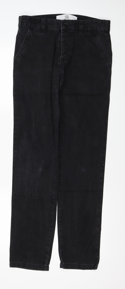 Topman Mens Black Cotton Skinny Jeans Size 30 in L32 in Regular Zip