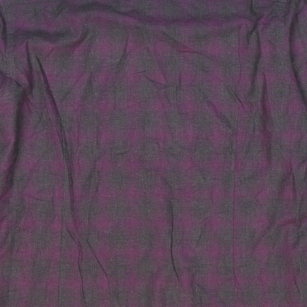 Ted Baker Mens Purple Plaid Cotton Button-Up Size M Collared Button