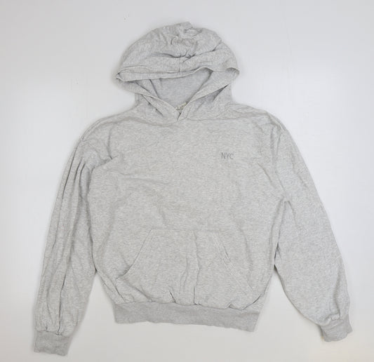 H&M Girls Grey Polyester Pullover Hoodie Size 14 Years Pullover