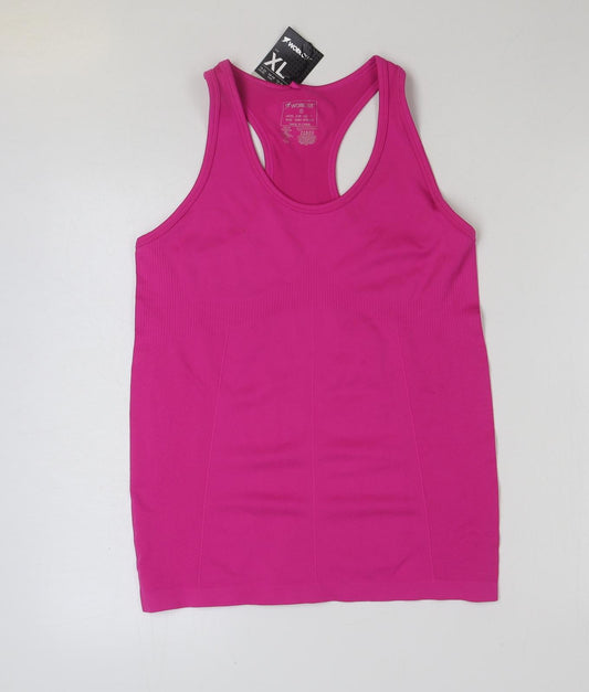 WORKOUT Womens Pink Polyester Basic Tank Size XL Scoop Neck Pullover