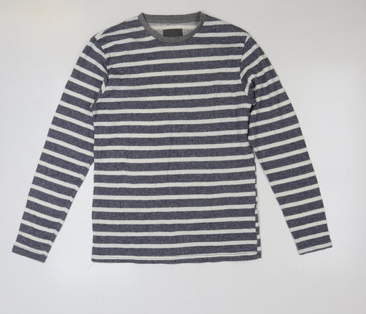 Primark Mens Blue Striped Polyester Pullover Sweatshirt Size S
