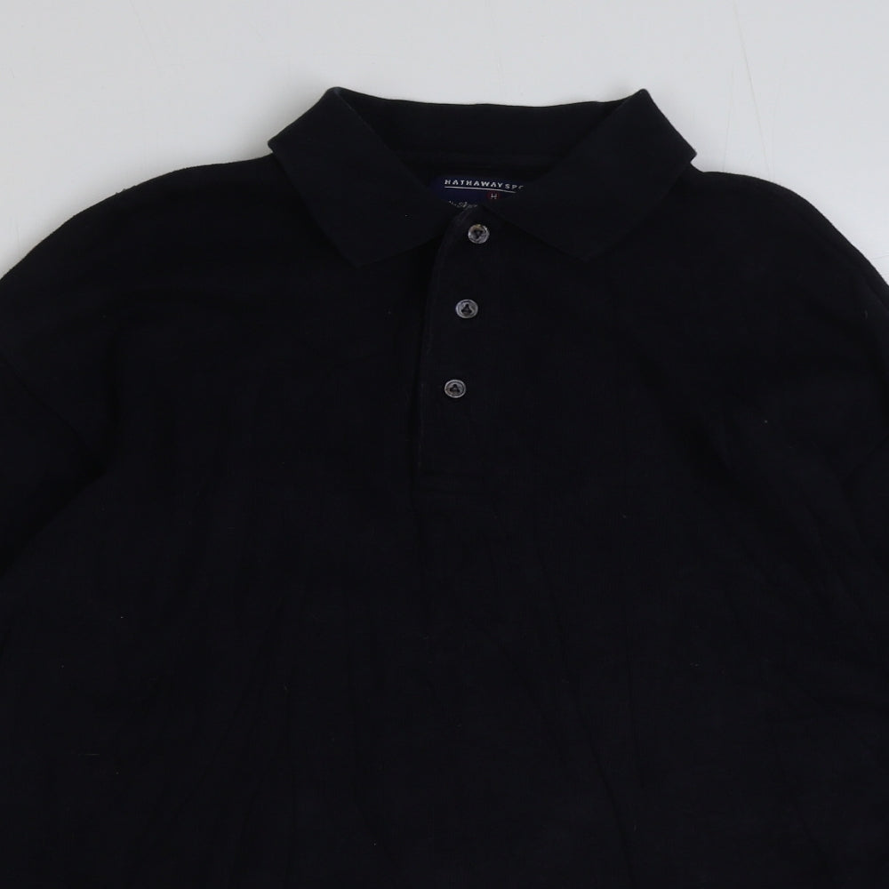 hathaway sport Mens Blue Polyester Polo Size S Collared Button