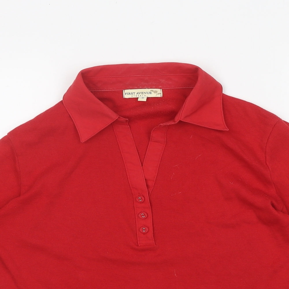 First Avenue Mens Red Polyester Button-Up Size S Collared Button