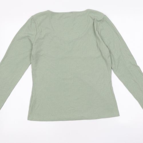 Dotti Womens Green Polyester Basic T-Shirt Size M Round Neck