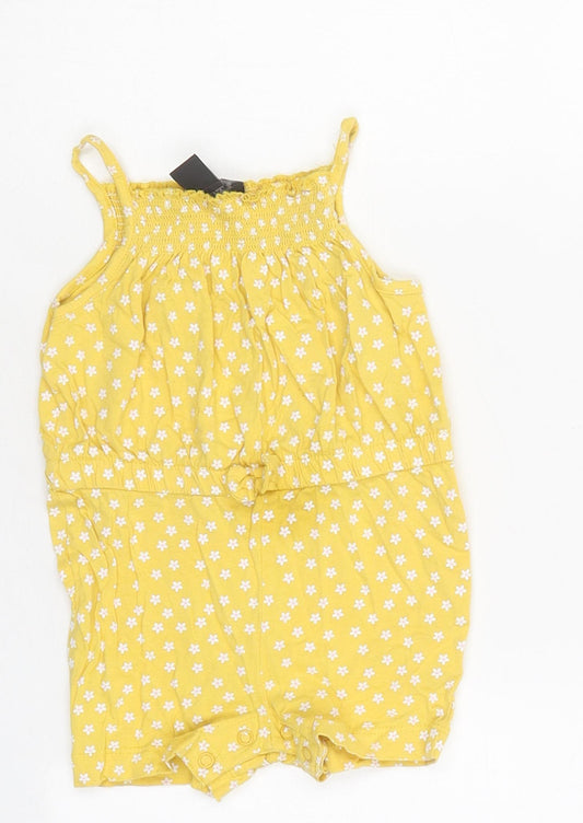Primark Girls Yellow Floral Polyester Playsuit One-Piece Size 9-10 Years Pullover
