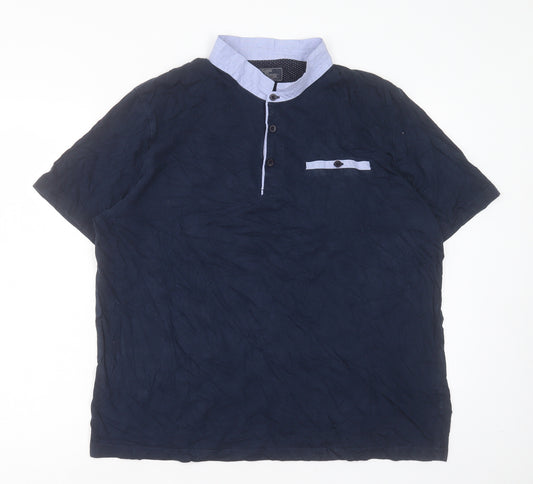 Atlantic Bay Mens Blue Cotton T-Shirt Size XL Round Neck - Pocket Detail