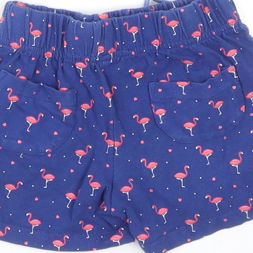 The Kids Division Girls Blue Geometric Cotton Sweat Shorts Size 2-3 Years L3 in Regular Drawstring - Flamingo