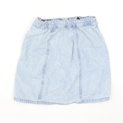 Denim Co Girls Blue Cotton A-Line Skirt Size 10-11 Years Regular Button