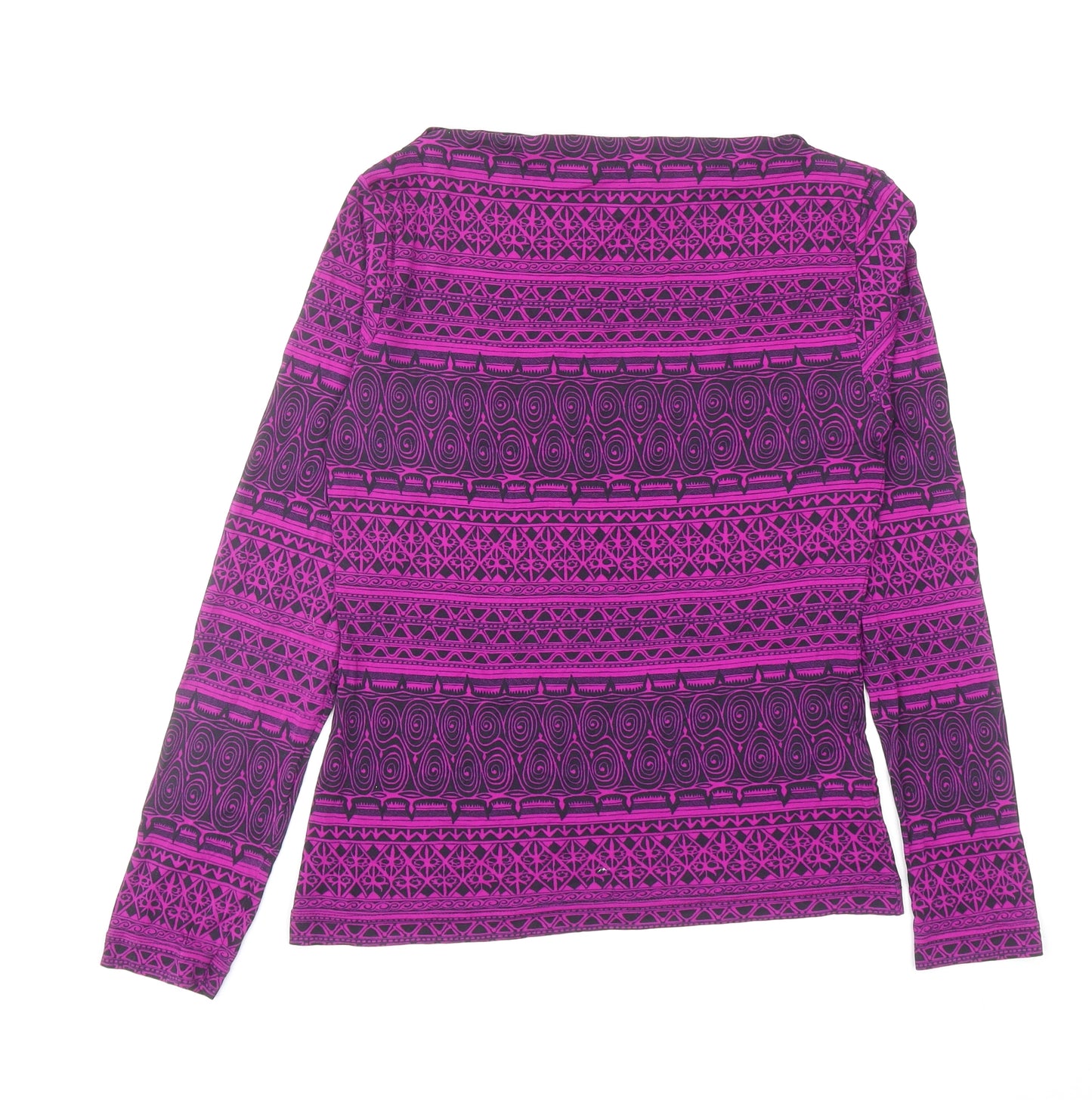 MORE & MORE Womens Purple Geometric Polyamide Basic T-Shirt Size M Boat Neck