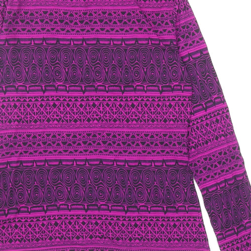 MORE & MORE Womens Purple Geometric Polyamide Basic T-Shirt Size M Boat Neck