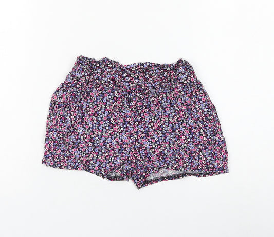 Primark Girls Multicoloured Floral Viscose Hot Pants Shorts Size 5-6 Years Regular