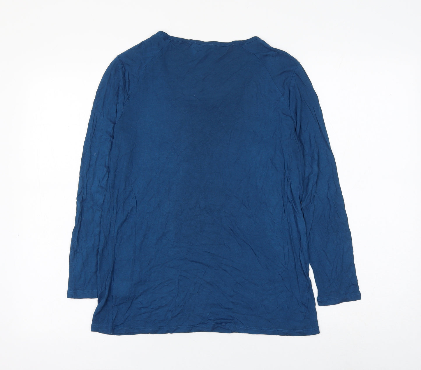 Reiss Womens Blue Polka Dot Viscose Basic T-Shirt Size S Scoop Neck