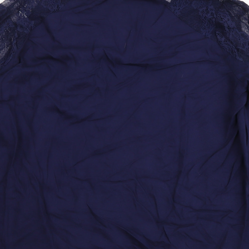JustFab Womens Blue Polyester Basic Blouse Size M V-Neck