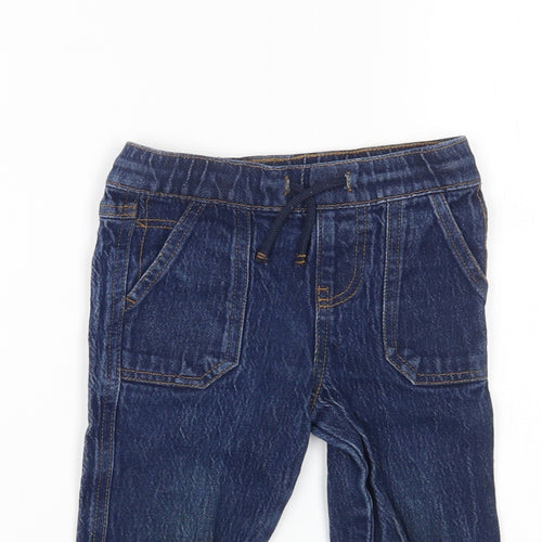 Denim & Co. Boys Blue Cotton Straight Jeans Size 2-3 Years Regular Drawstring