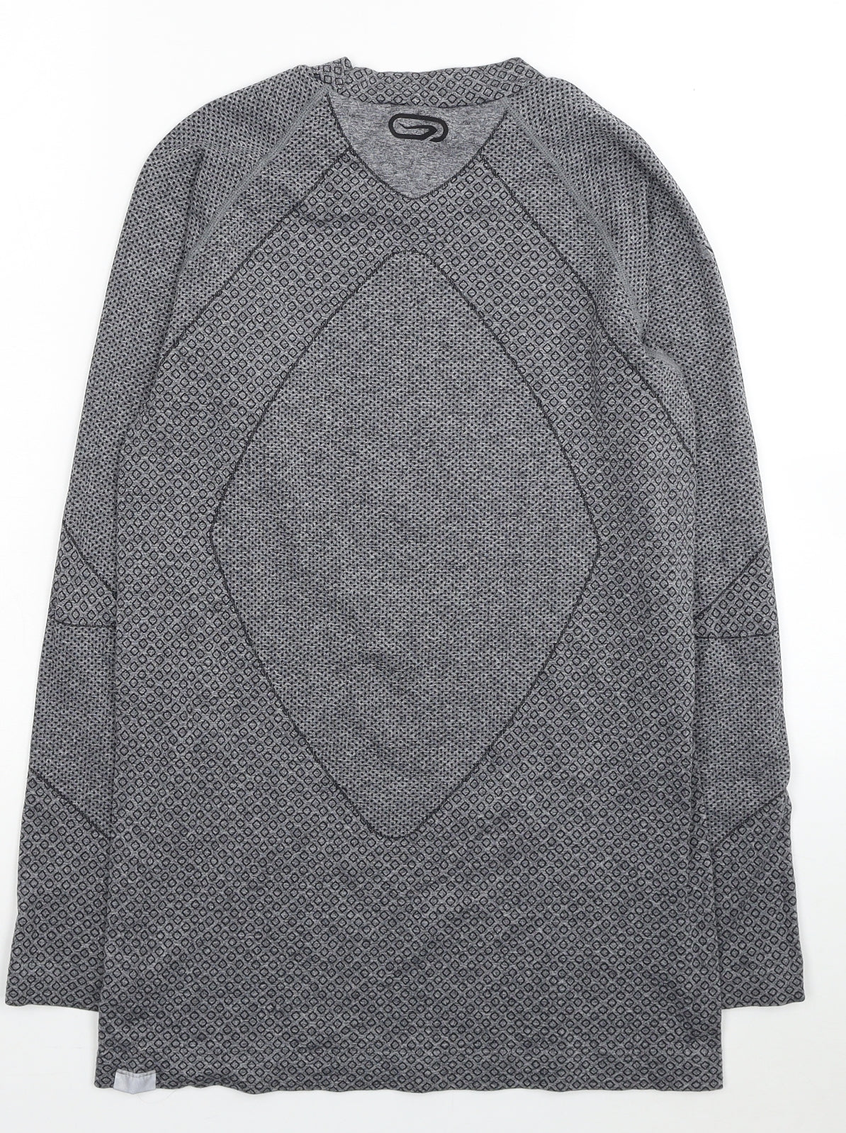 Kalenji Mens Grey Geometric Polyimide Pullover Casual Size M Round Neck Pullover