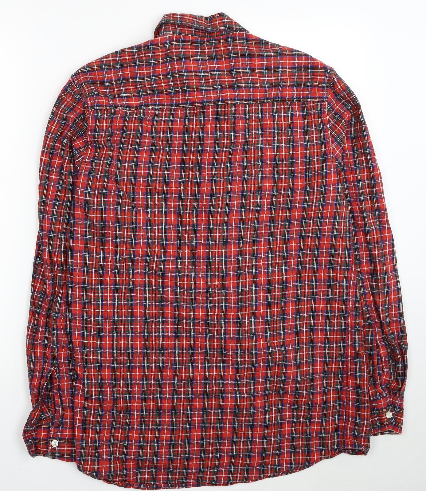 Topman Mens Red Plaid Cotton Button-Up Size M Collared Button