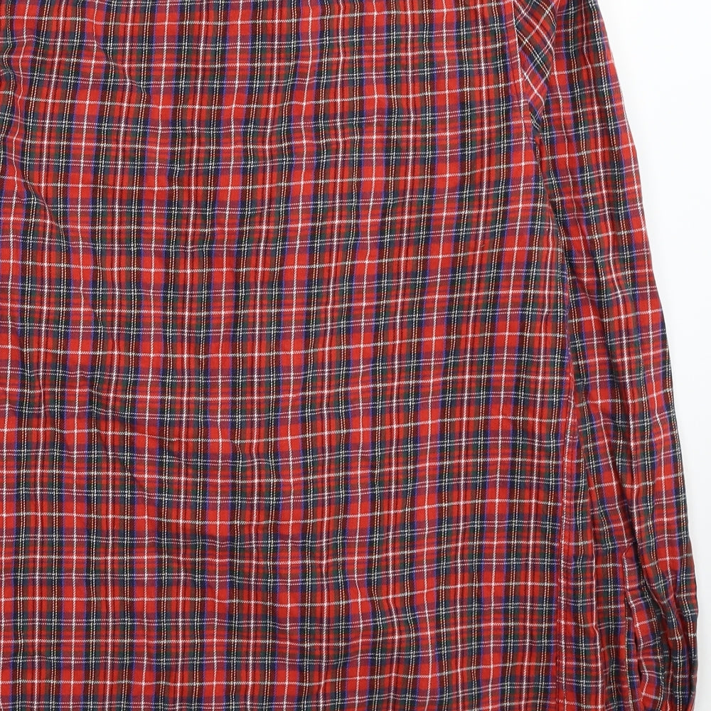 Topman Mens Red Plaid Cotton Button-Up Size M Collared Button