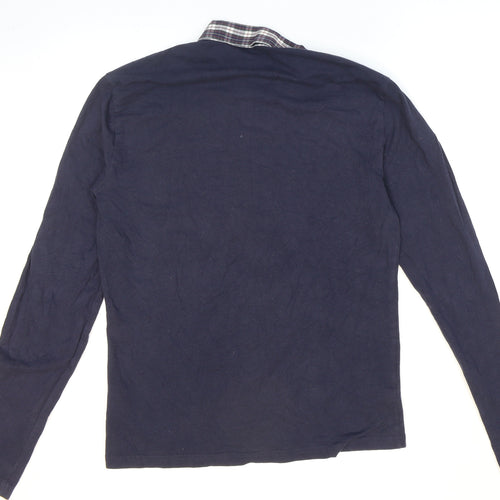 Antony Morato Mens Blue Plaid Cotton Button-Up Size XL Collared Button