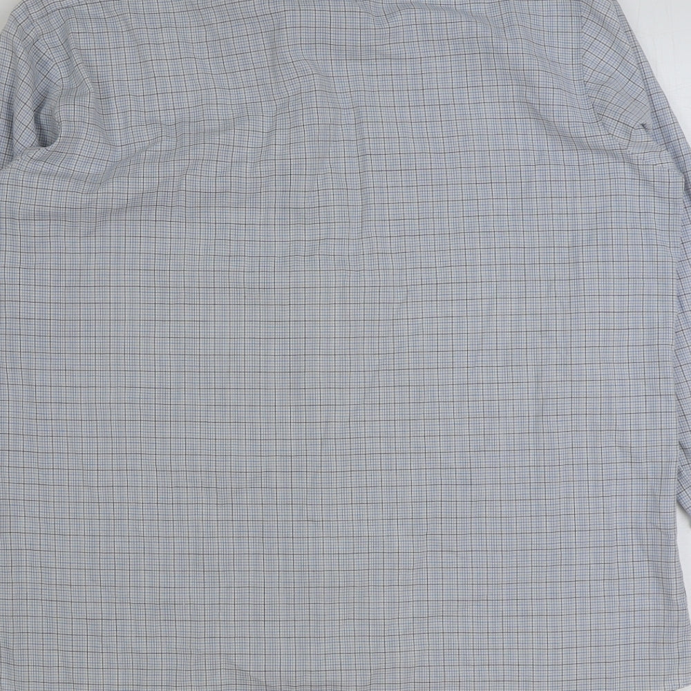 Marks and Spencer Mens Blue Polyester Button-Up Size 16 Collared Button