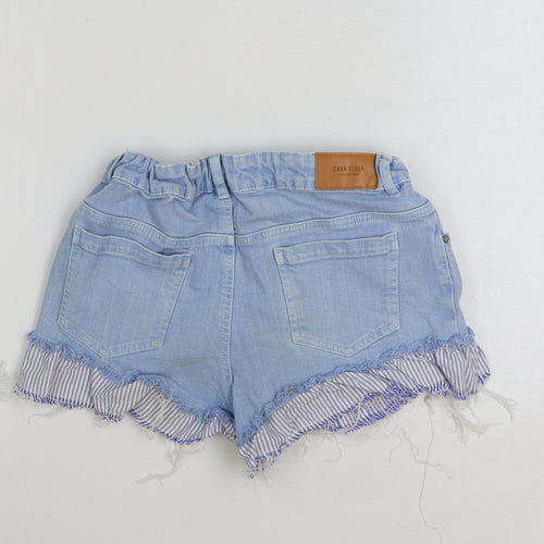 Zara Girls Blue Cotton Hot Pants Shorts Size 11-12 Years Regular Zip