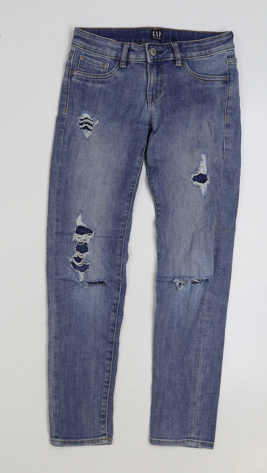 Gap Girls Blue Cotton Skinny Jeans Size 10-11 Years Regular Button