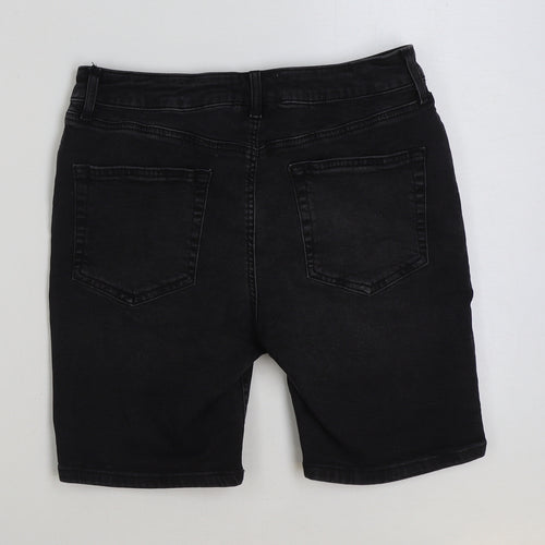 ASOS Mens Black Cotton Bermuda Shorts Size 32 in L8 in Regular Button