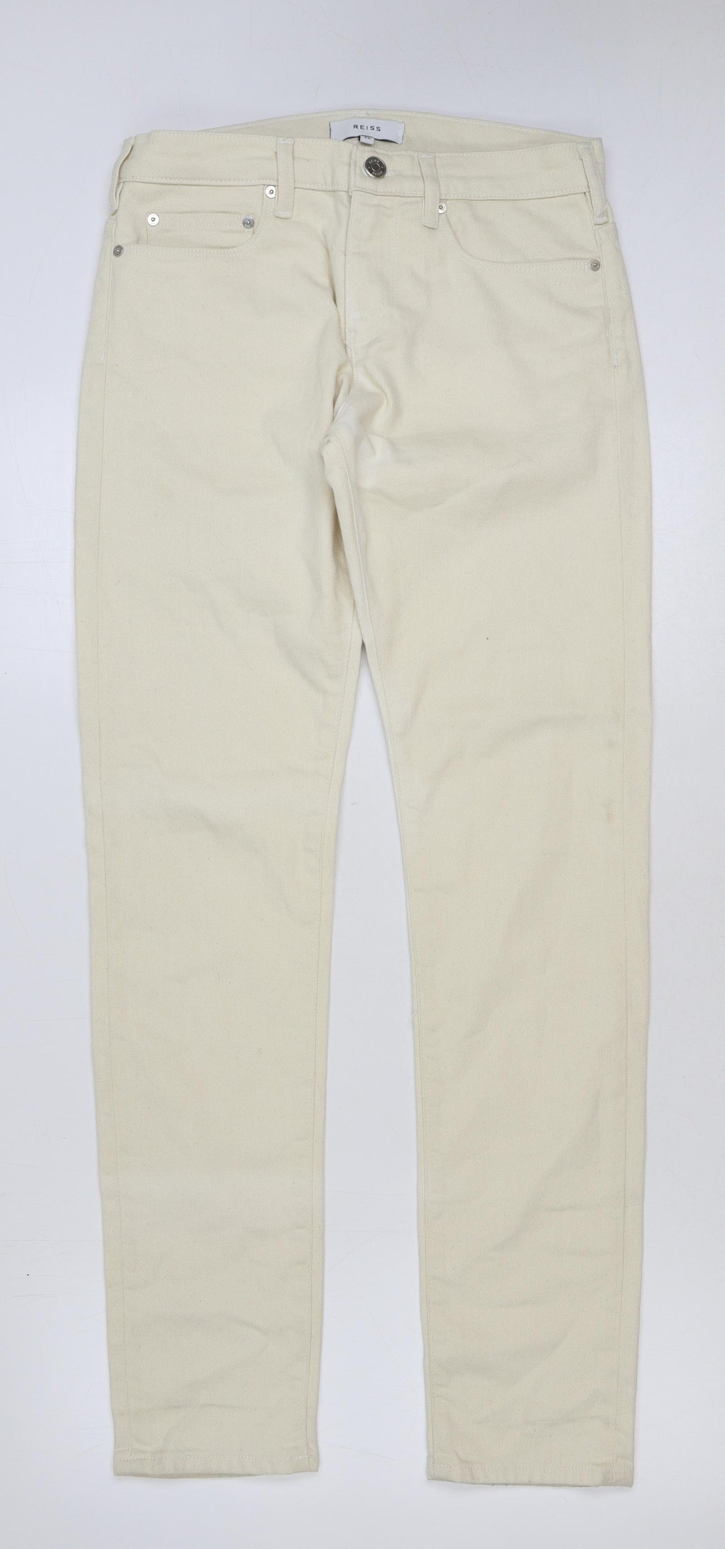 Reiss Womens Ivory Cotton Straight Jeans Size 30 in L32 in Regular Button