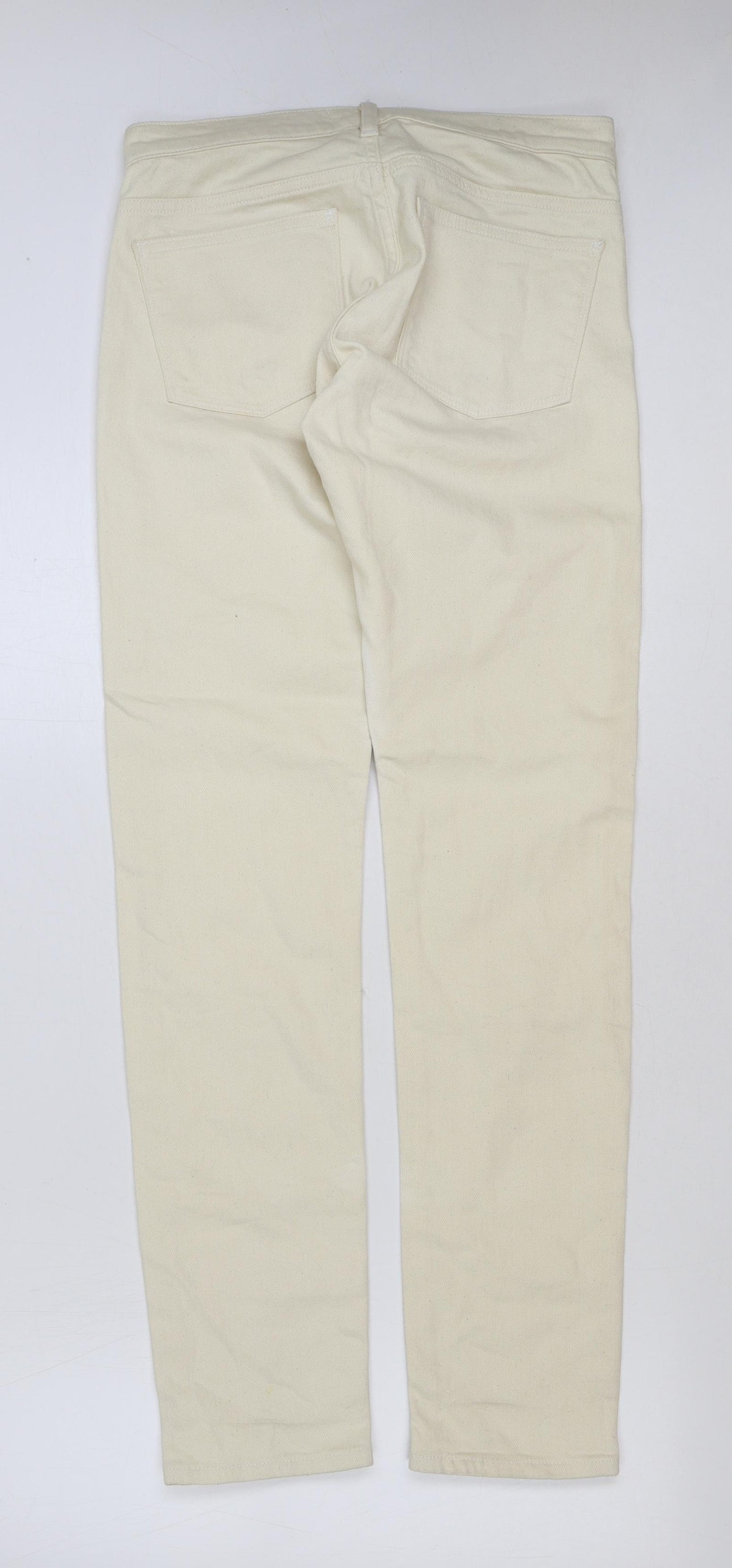 Reiss Womens Ivory Cotton Straight Jeans Size 30 in L32 in Regular Button