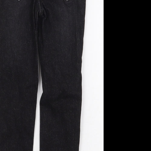 TU Girls Black Cotton Straight Jeans Size 7 Years Regular Zip
