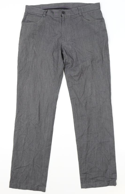 NEXT Mens Grey Polyester Dress Pants Trousers Size 32 in L32 in Regular Zip