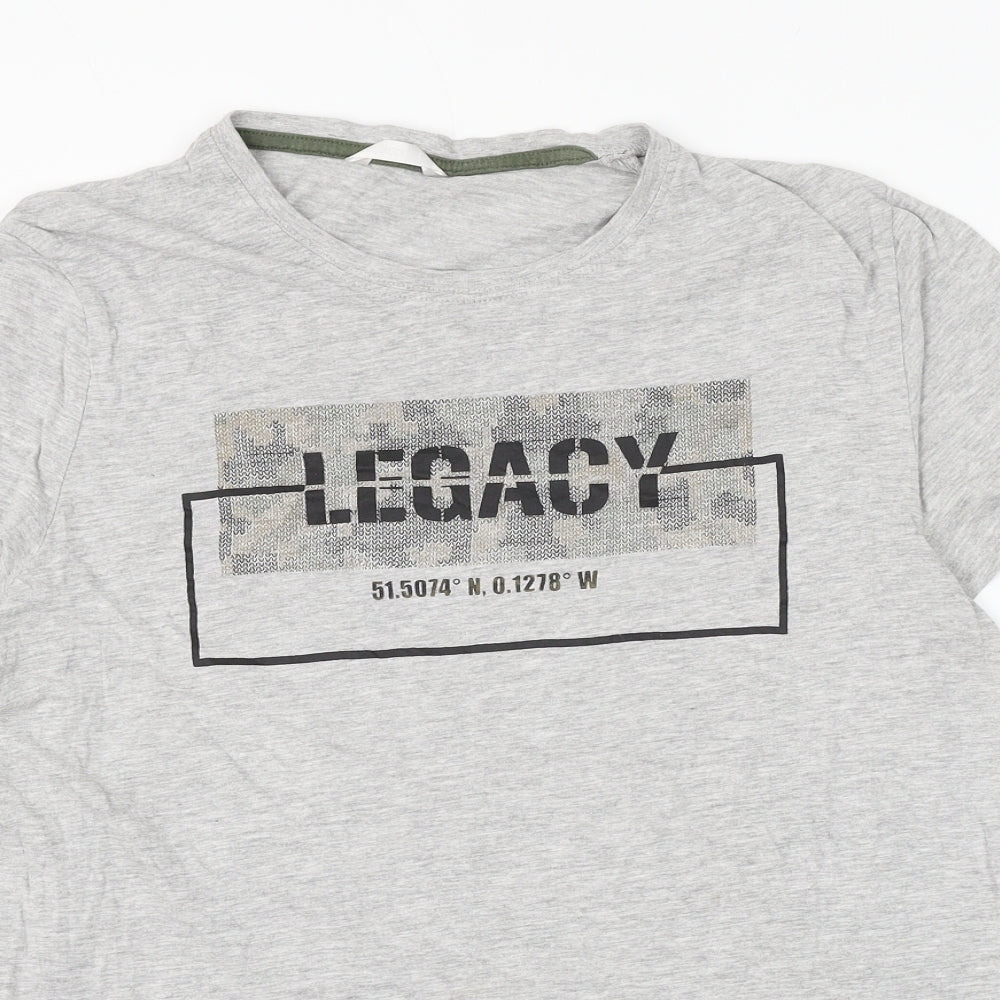 PEP&CO Mens Grey Cotton T-Shirt Size L Round Neck - Legacy