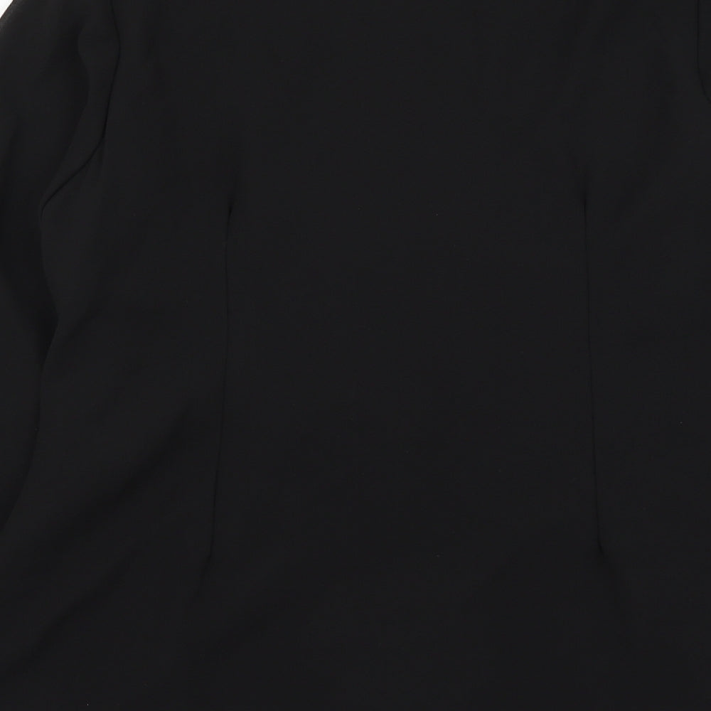 Joanna Hope Womens Black Polyester Basic Blouse Size 16 V-Neck