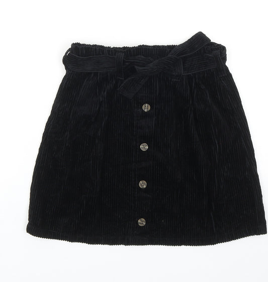 NEXT Girls Black Cotton A-Line Skirt Size 11 Years Regular Tie