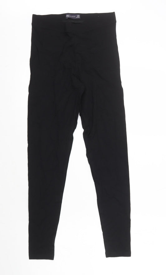Marks and Spencer Womens Black Cotton Jogger Leggings Size 8 L26 in
