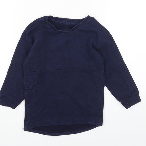 George Boys Blue Round Neck Cotton Pullover Jumper Size 2-3 Years Pullover