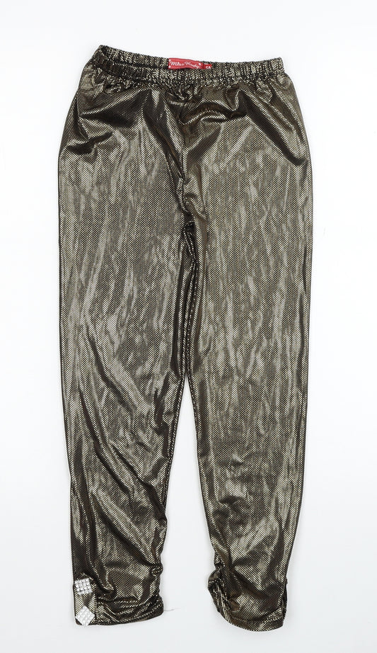 Miss Rudy Girls Gold Cotton Pedal Pusher Trousers Size S Regular Pullover - Metallic