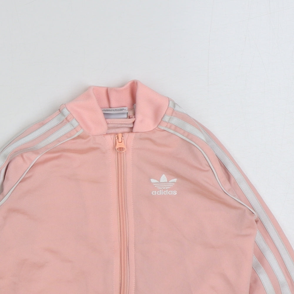 adidas Girls Pink Jacket Size 4-5 Years Zip