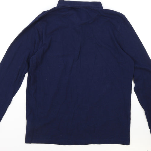 Pierre Cardin Mens Blue Cotton Polo Size L Collared Button