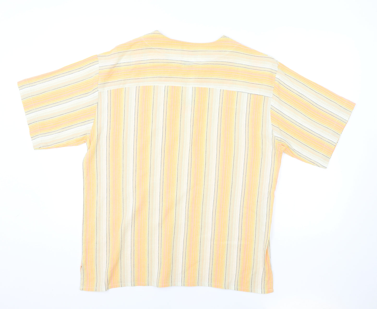Gulhan Mens Orange Striped T-Shirt Size 2XL V-Neck