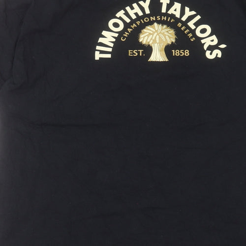 Gildan Mens Black Cotton T-Shirt Size XL Crew Neck - Timothy Taylor Champion Beers