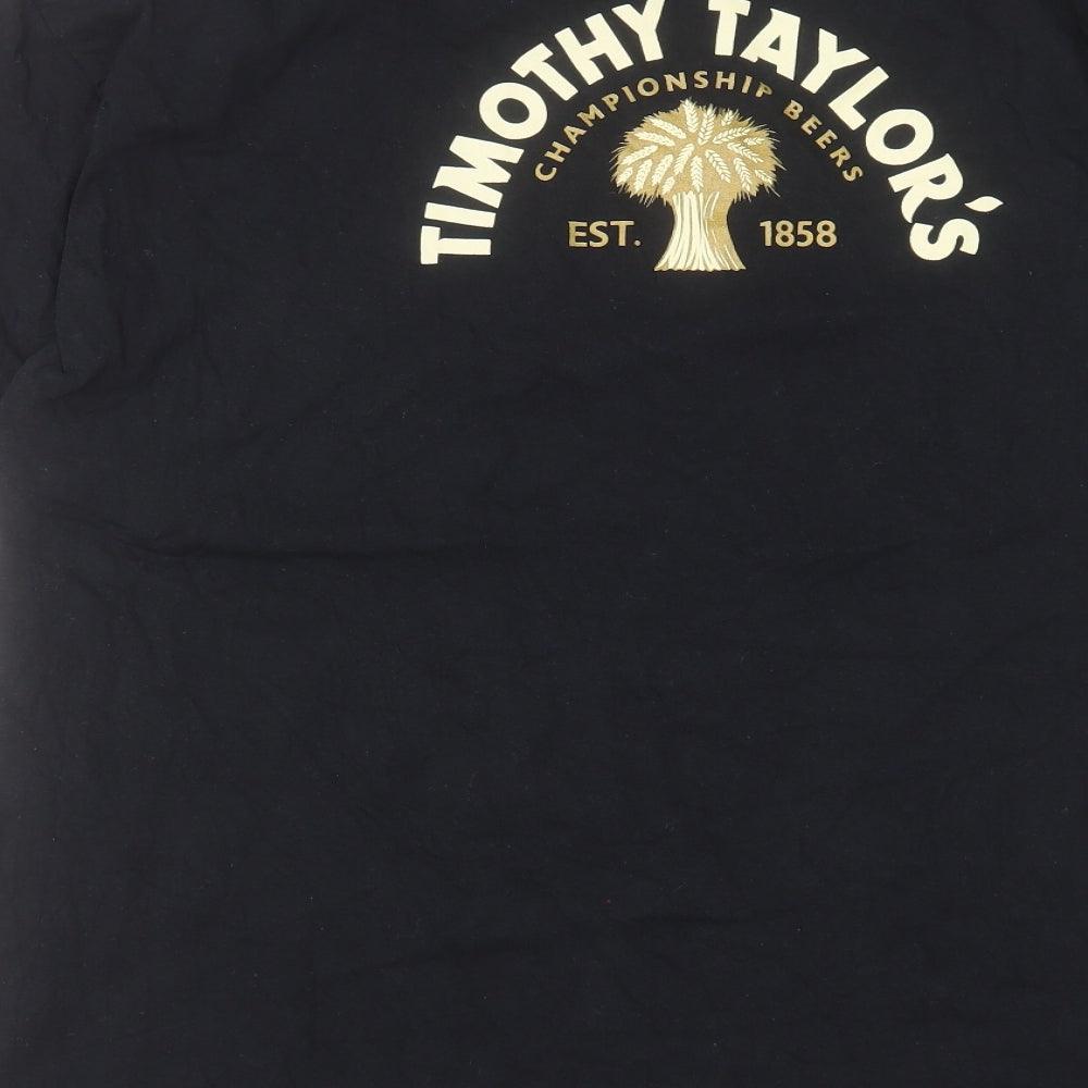 Gildan Mens Black Cotton T-Shirt Size XL Crew Neck - Timothy Taylor Champion Beers