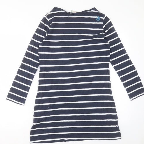 Brakeburn Womens Blue Striped Cotton A-Line Size 10 Boat Neck Pullover