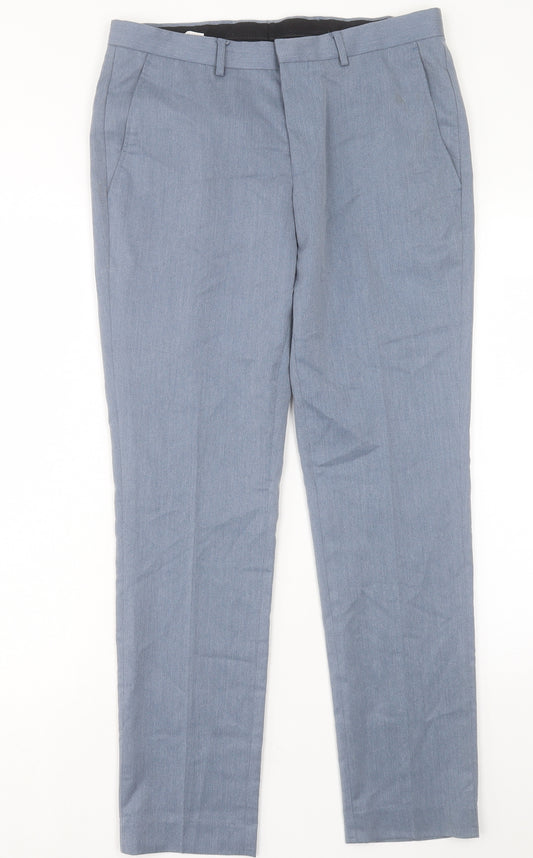 Burton Mens Blue Polyester Trousers Size 30 in L29 in Regular Hook & Eye - Short Leg