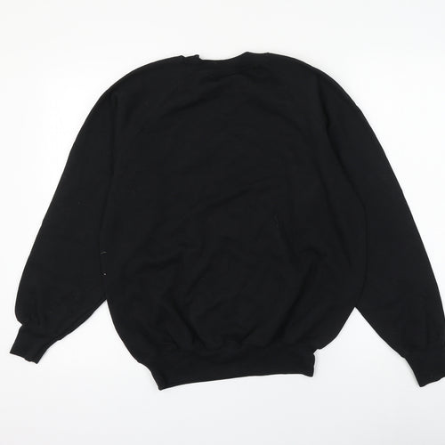 fruit Mens Black Cotton Pullover Sweatshirt Size S