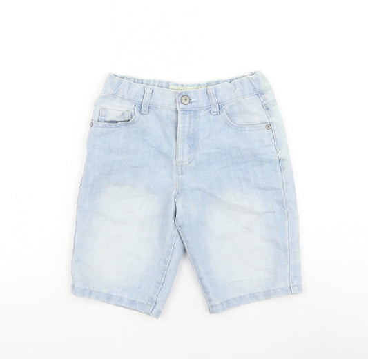 Primark Girls Blue Cotton Bermuda Shorts Size 8-9 Years Regular Zip