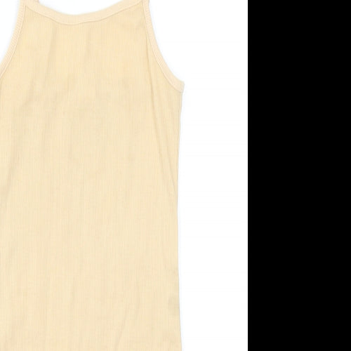 SheIn Girls Beige Polyester Tank Dress Size 9 Years Square Neck Pullover