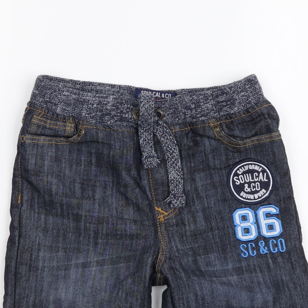 SoulCal&Co Boys Blue Cotton Bermuda Shorts Size 7-8 Years Regular Drawstring